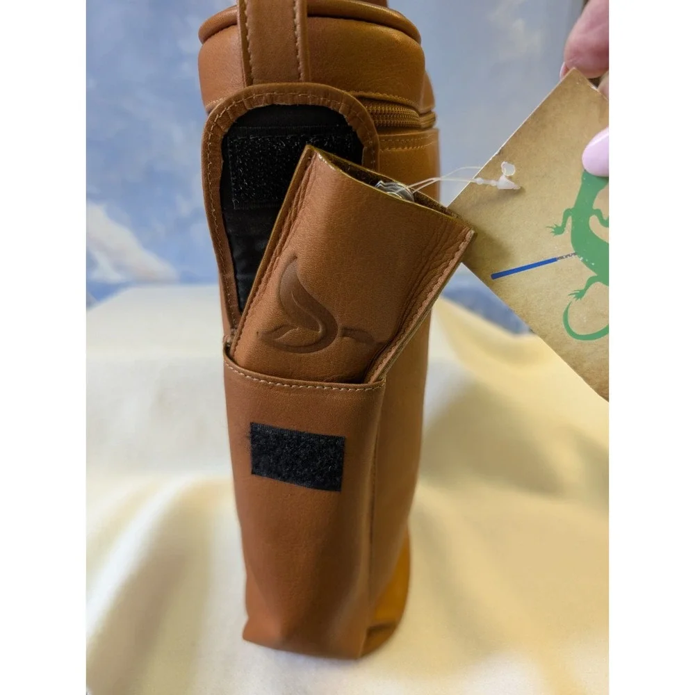 TICA Honey Leather With Duck Embossed Double Wine Travel Golf Bottle Bag